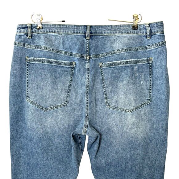 High Rise Crop Mom Jeans Distress Stretch Eloquii 18 Bohemian Festival Grunge - Picture 6 of 14